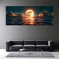 Goldener Vollmond leuchtet ueber dem Meer Panorama Wandbild