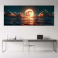 Goldener Vollmond leuchtet ueber dem Meer Panorama Wandbild