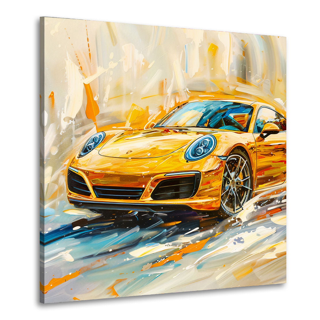 Goldgelber Sportwagen Energie Bewegung Dynamik Wandbild