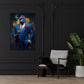 Gorilla im blauen Luxus-Anzug mit Wein und Zigarre Wandbild