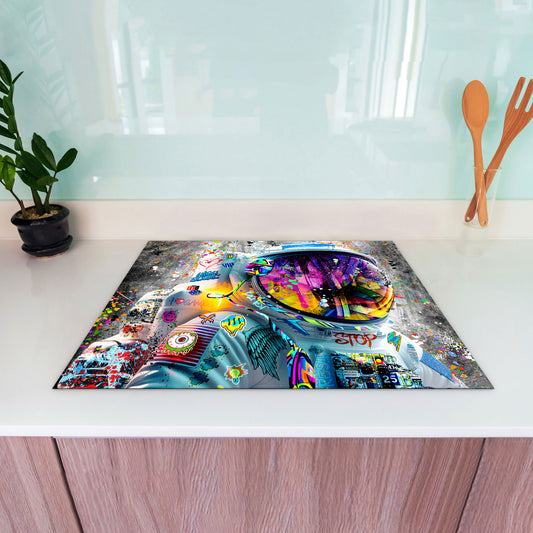 Graffiti Street Art Astronaut Herdabdeckplatte Induktionsschutz für Ceranfeld & Küche Deko