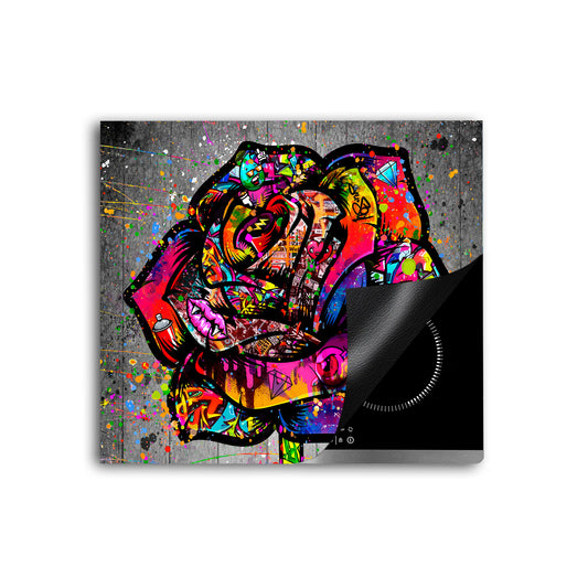 Graffiti Street Art Rose Herdabdeckplatte Induktionsschutz für Ceranfeld & Küche Deko