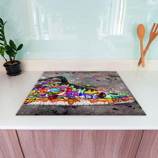 Graffiti Street Art Sneakers Vinyl Herdabdeckplatte Induktionsschutz für Ceranfeld & Küche Deko
