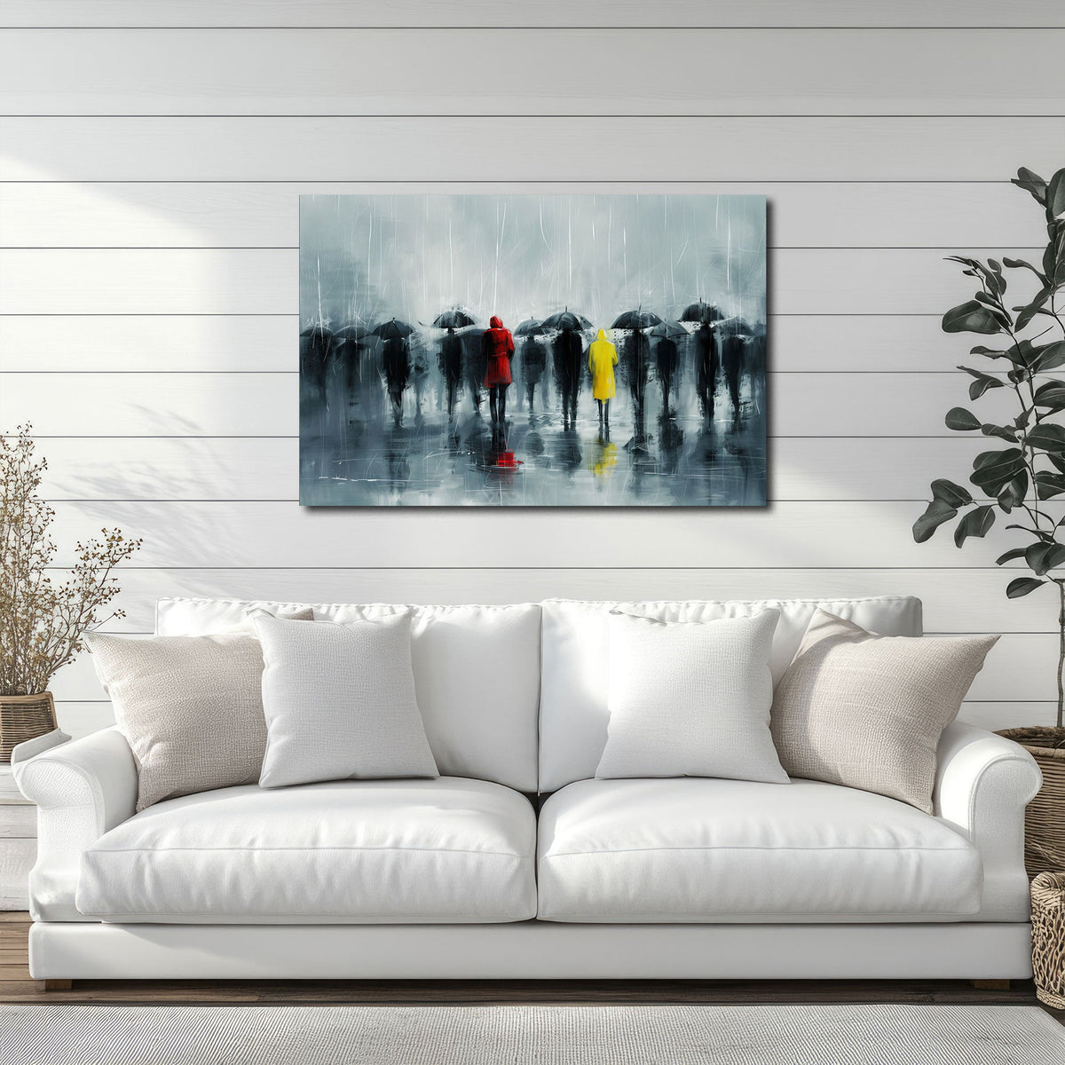 Modernes Wandbild im Querformat an einer Wohnraumwand