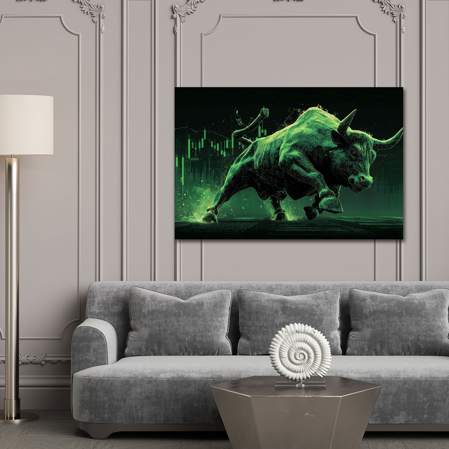 Grüner Bulle dynamische Börse Motivation Erfolg Wandbild