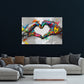 Hände formen ein Herz in leuchtender Pop Art Wandbild