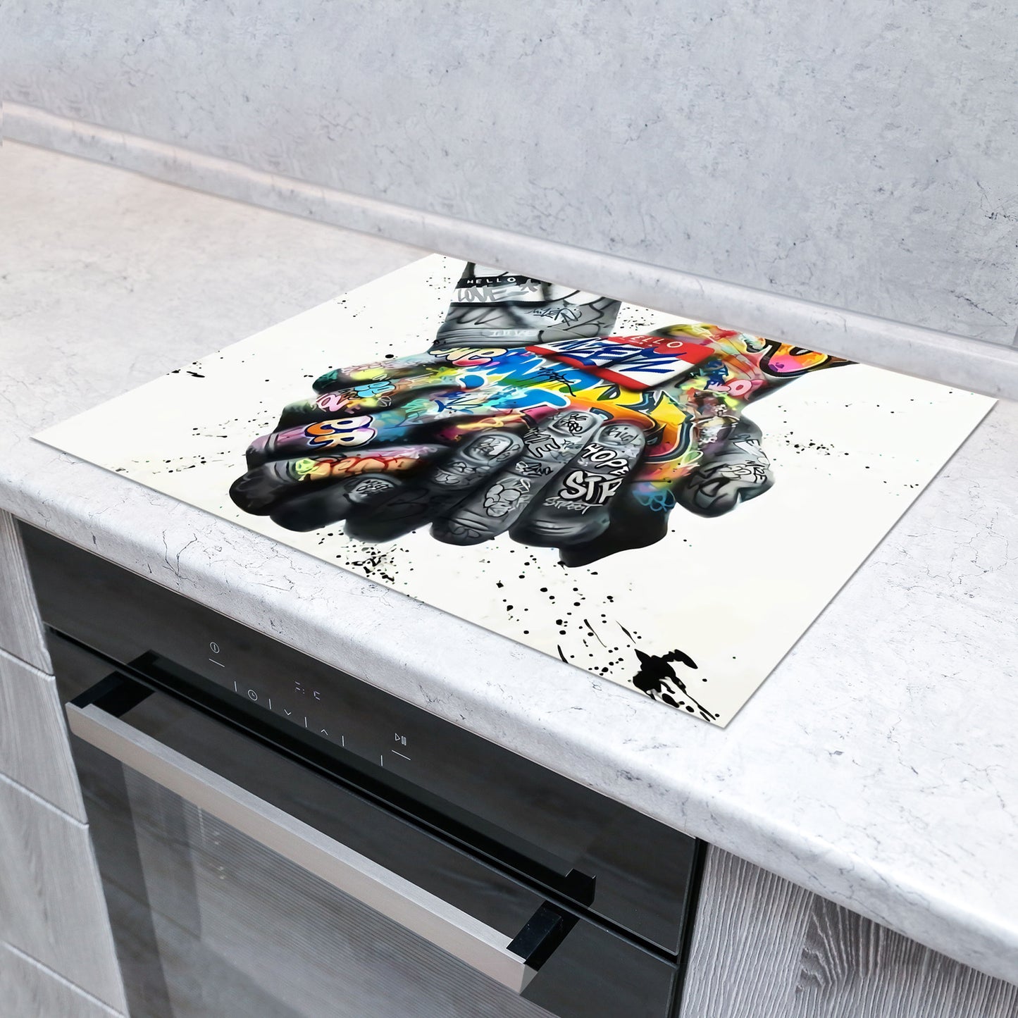 Hände Love Pop Art Herdabdeckplatte Induktionsschutz für Ceranfeld & Küche Deko