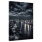 Hafen Hamburg schwarz weiß Containerkräne Elbe bei Nacht Wandbild