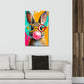 Hase mit Brille und Kaugummi Pop Art Wandbild