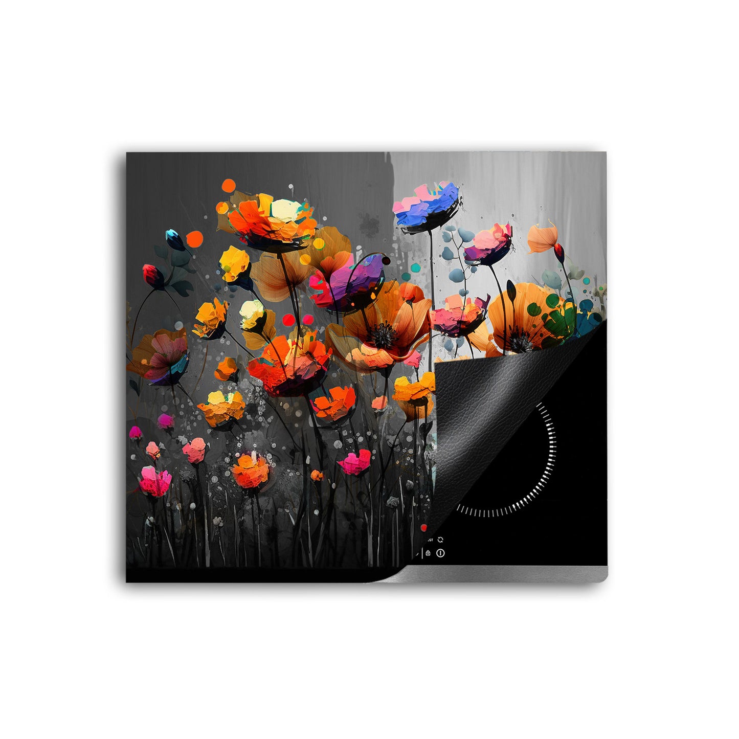 Abstrakt Blumen Colour Vinyl Herdabdeckplatte Induktionsschutz für Ceranfeld & Küche Deko