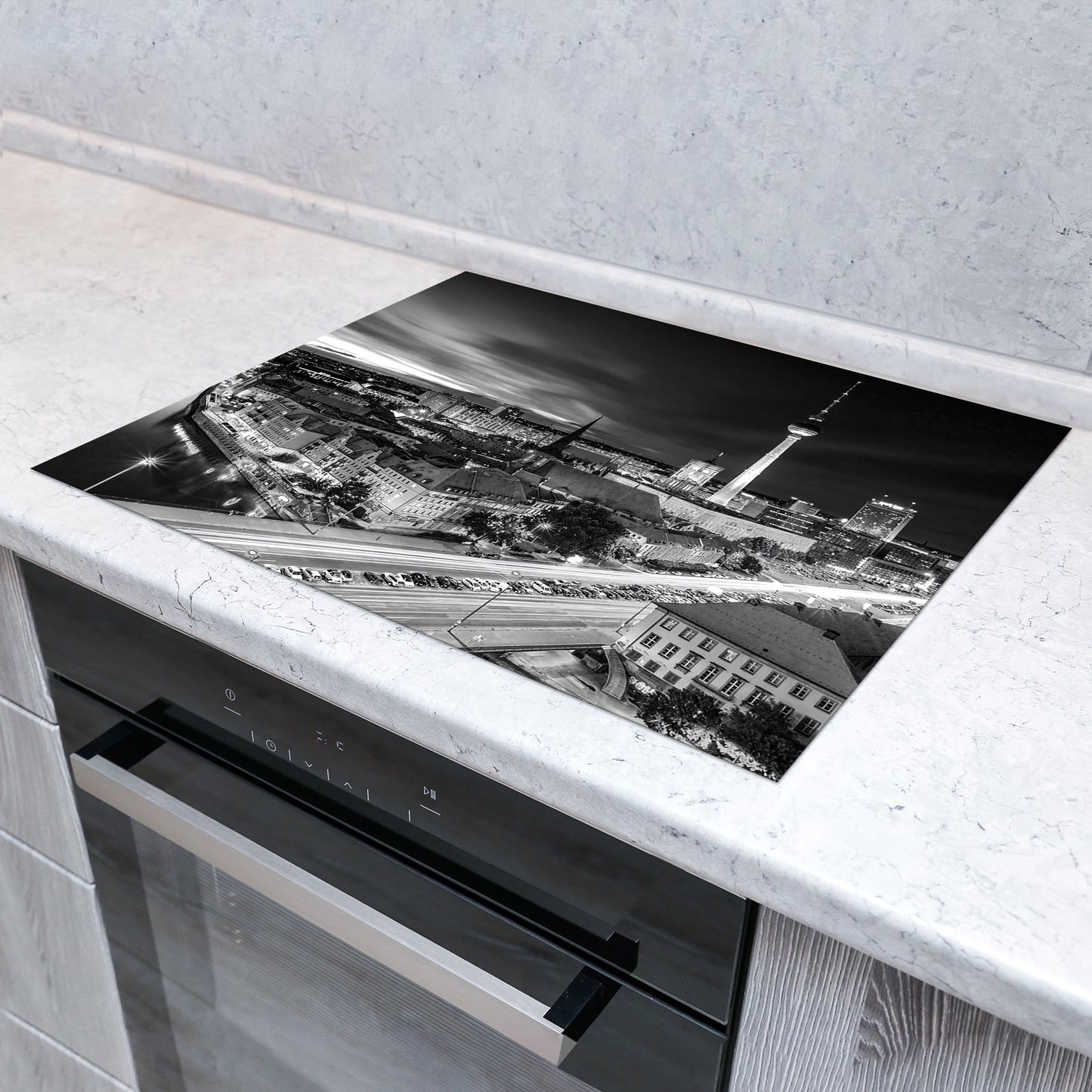 Beautiful Berlin Skyline Vinyl Herdabdeckplatte Induktionsschutz für Ceranfeld & Küche Deko