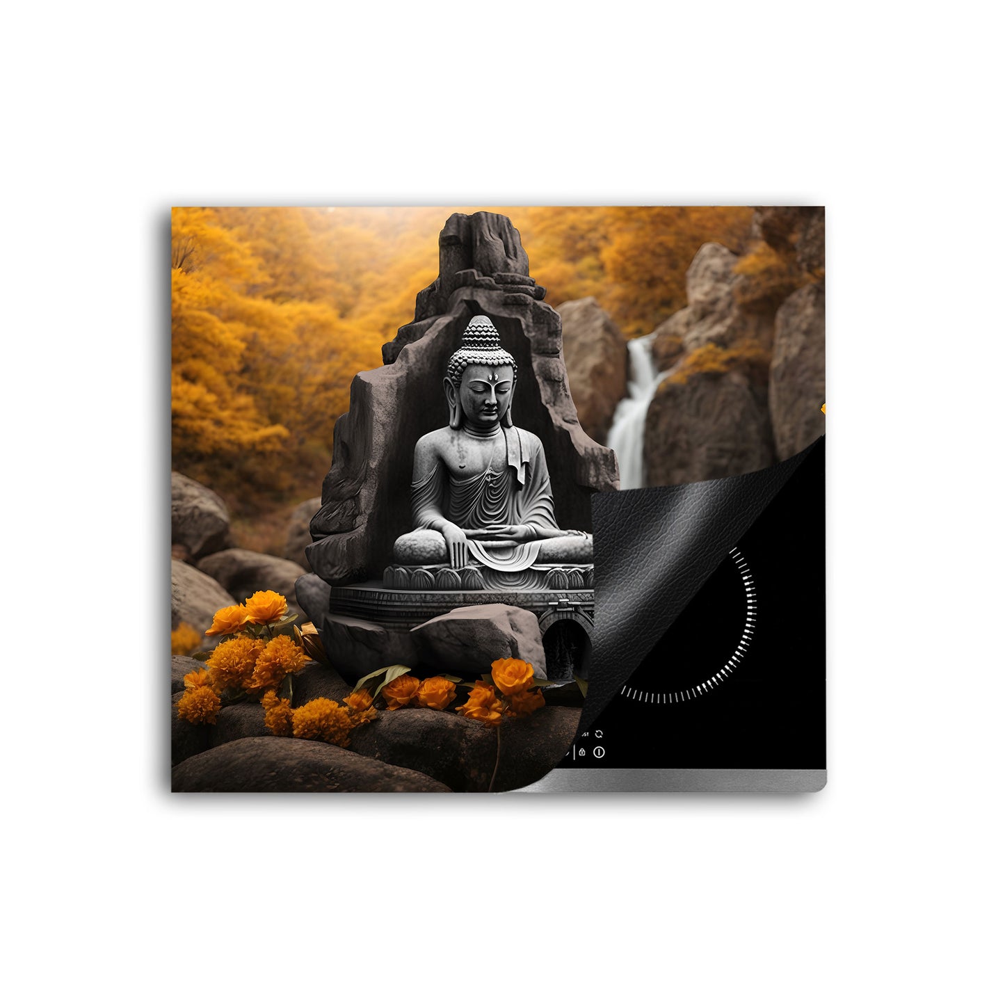 Buddha in der Natur Vinyl Herdabdeckplatte Induktionsschutz für Ceranfeld & Küche Deko