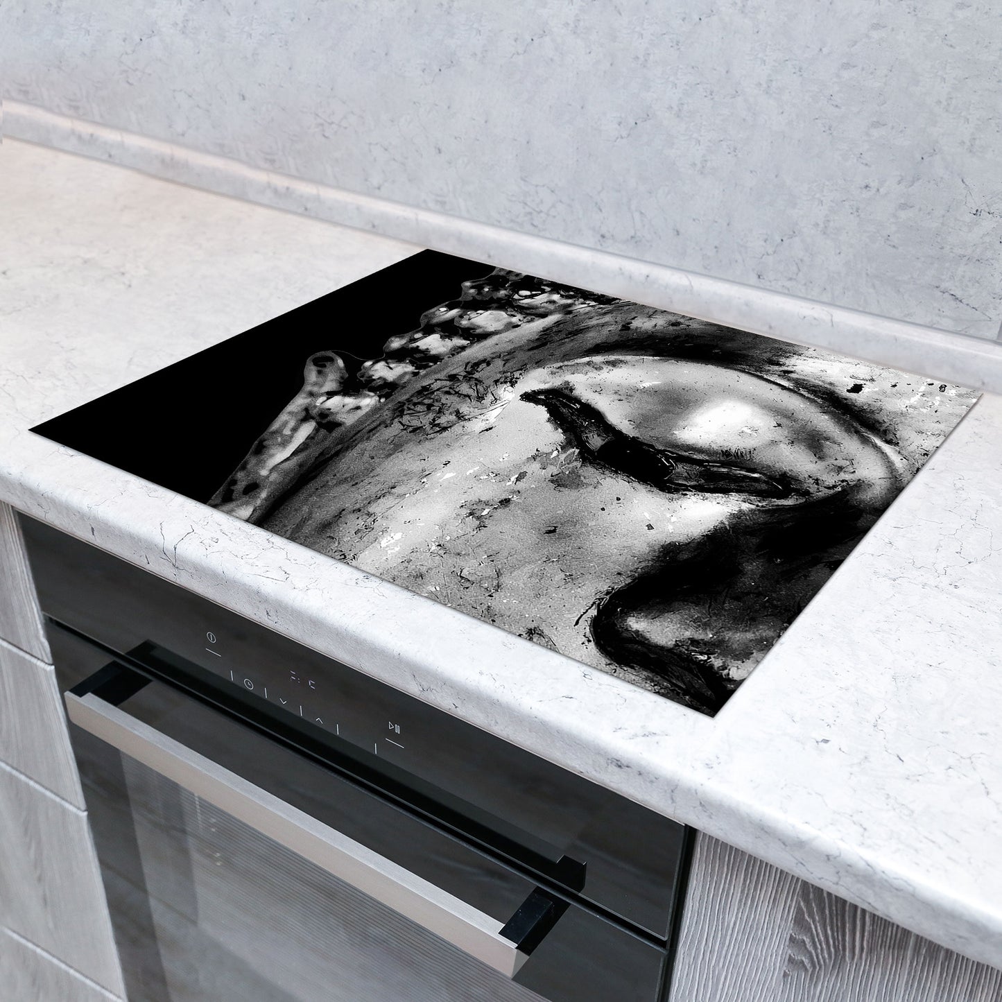 Buddha meditativ Vinyl Herdabdeckplatte Induktionsschutz für Ceranfeld & Küche Deko