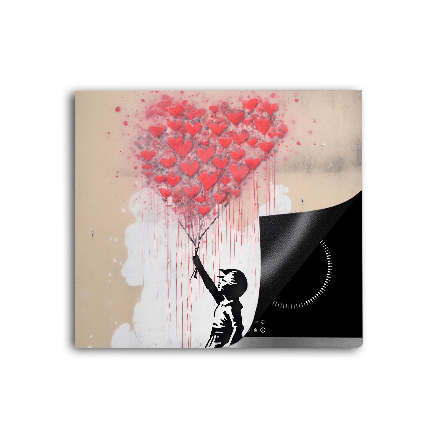 Mädchen roter Ballon Vinyl Herdabdeckplatte Induktionsschutz für Ceranfeld & Küche Deko