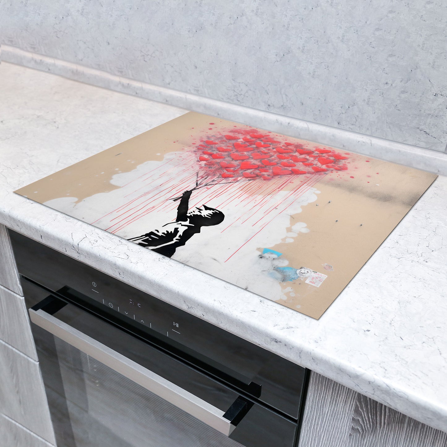 Mädchen roter Ballon Vinyl Herdabdeckplatte Induktionsschutz für Ceranfeld & Küche Deko