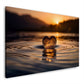 Herz aus Glas im Wasser goldenem Sonnenuntergang Wandbild