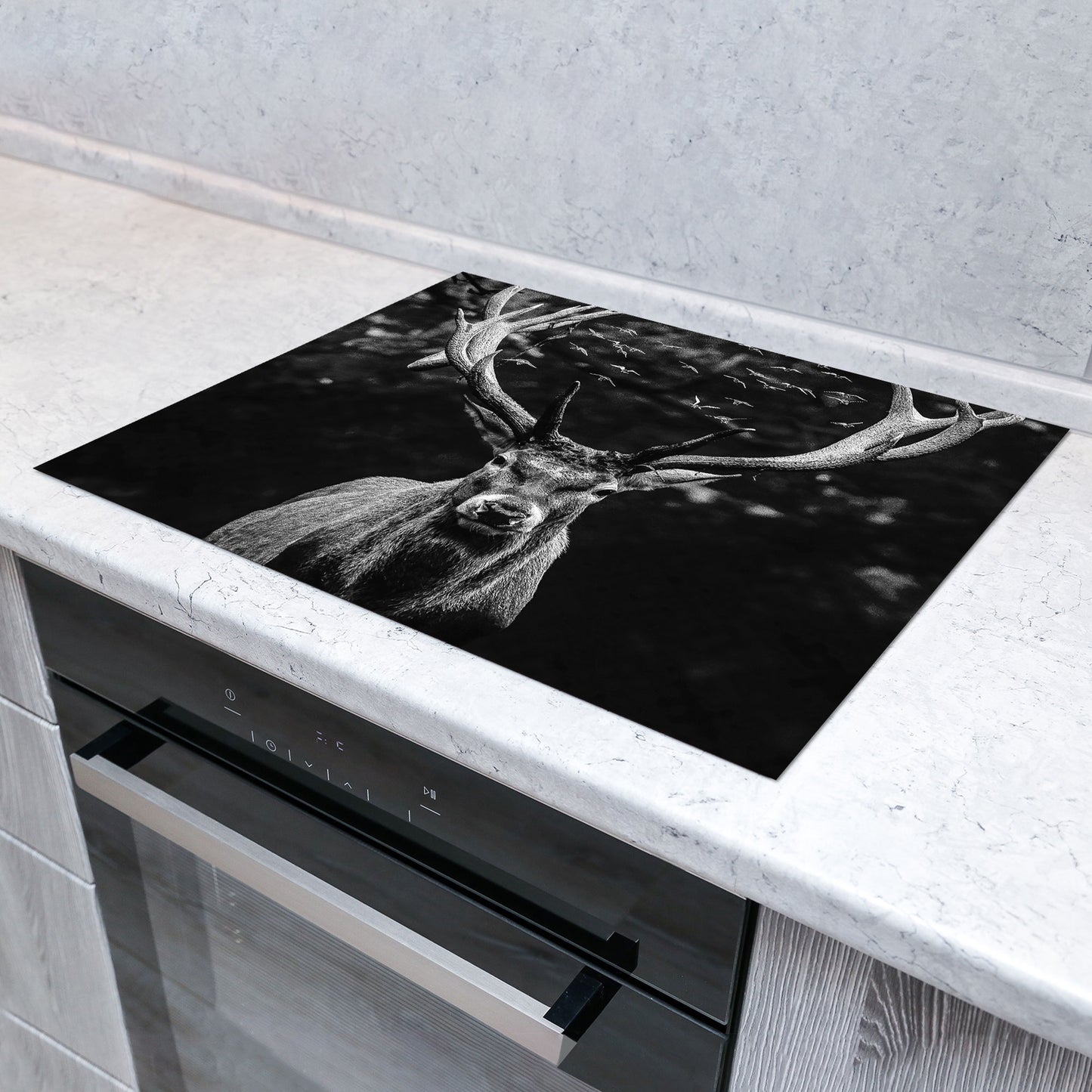 Hirsch abstrakt Deep Forest Herdabdeckplatte Induktionsschutz für Ceranfeld & Küche Deko
