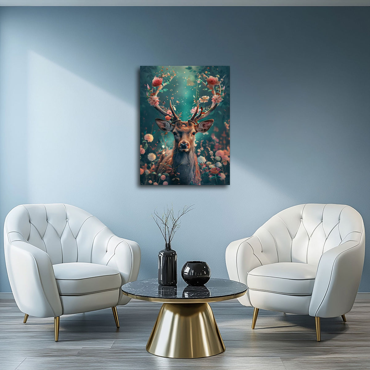 Tier Wandbild im Hochformat an einer Wohnraumwand