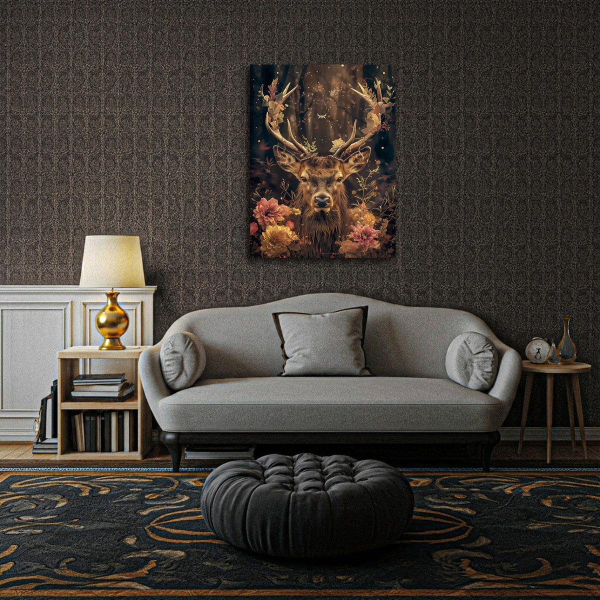 Tier Wandbild im Hochformat an einer Wohnraumwand