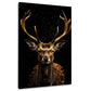 Hirsch mit goldenem Geweih auf Schwarz Wandbild im Hochformat
