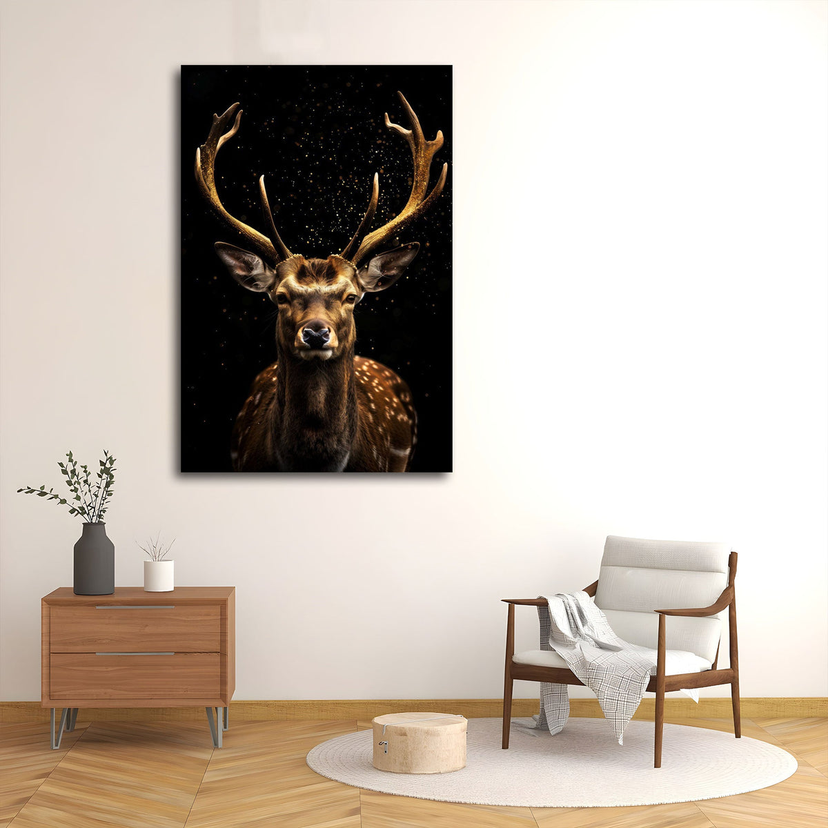 Tier Wandbild im Hochformat an einer Wohnraumwand