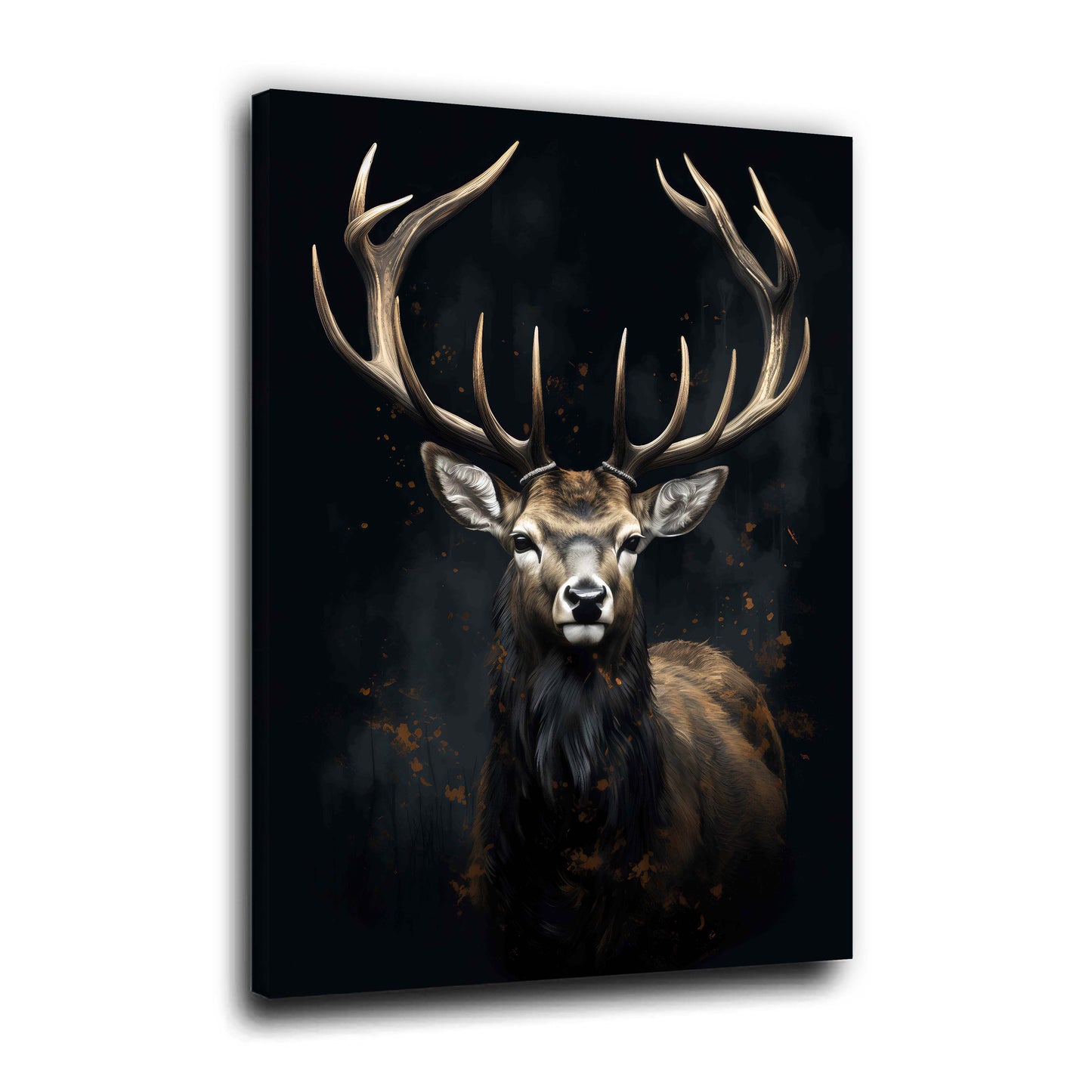 Hirsch Porträt Naturrealismus Dunkle Eleganz Wandbild