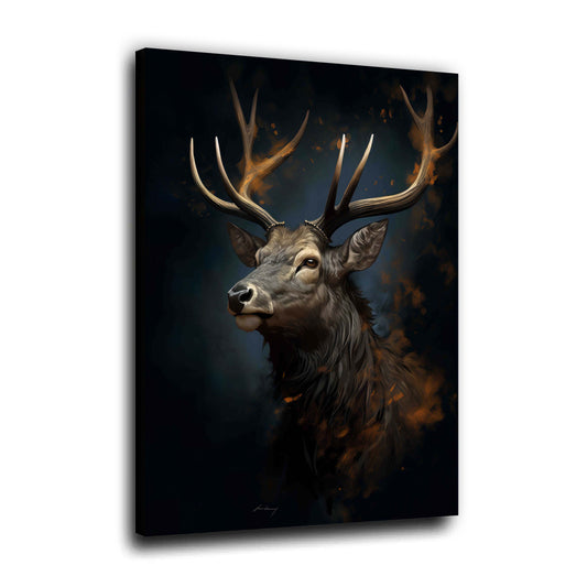 Hirsch Porträt Naturstil Wandbild