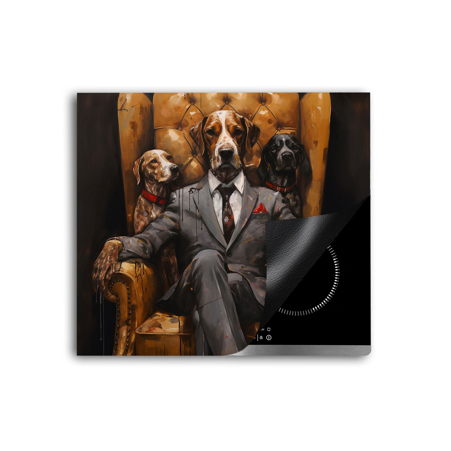 Hund im Anzug Herdabdeckplatte Induktionsschutz für Ceranfeld & Küche Deko