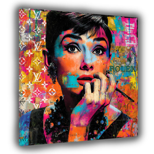 Ikone der Eleganz Audrey Pop Art Wandbild