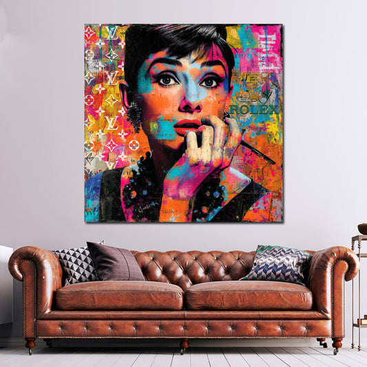 Ikone der Eleganz Audrey Pop Art Wandbild