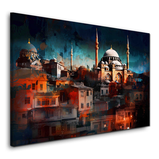 Istanbul Türkei Moschee Skyline bei Nacht abstrakt Stadt Wandbild
