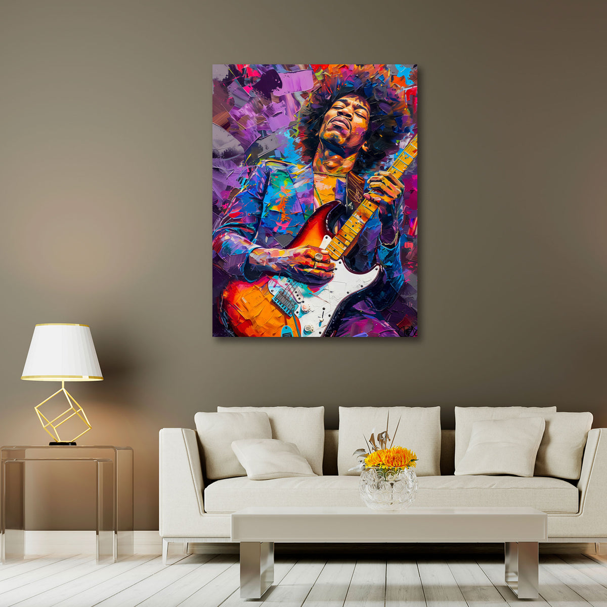 Hendrix abstrakt farbenfroh und expressiv Wandbild