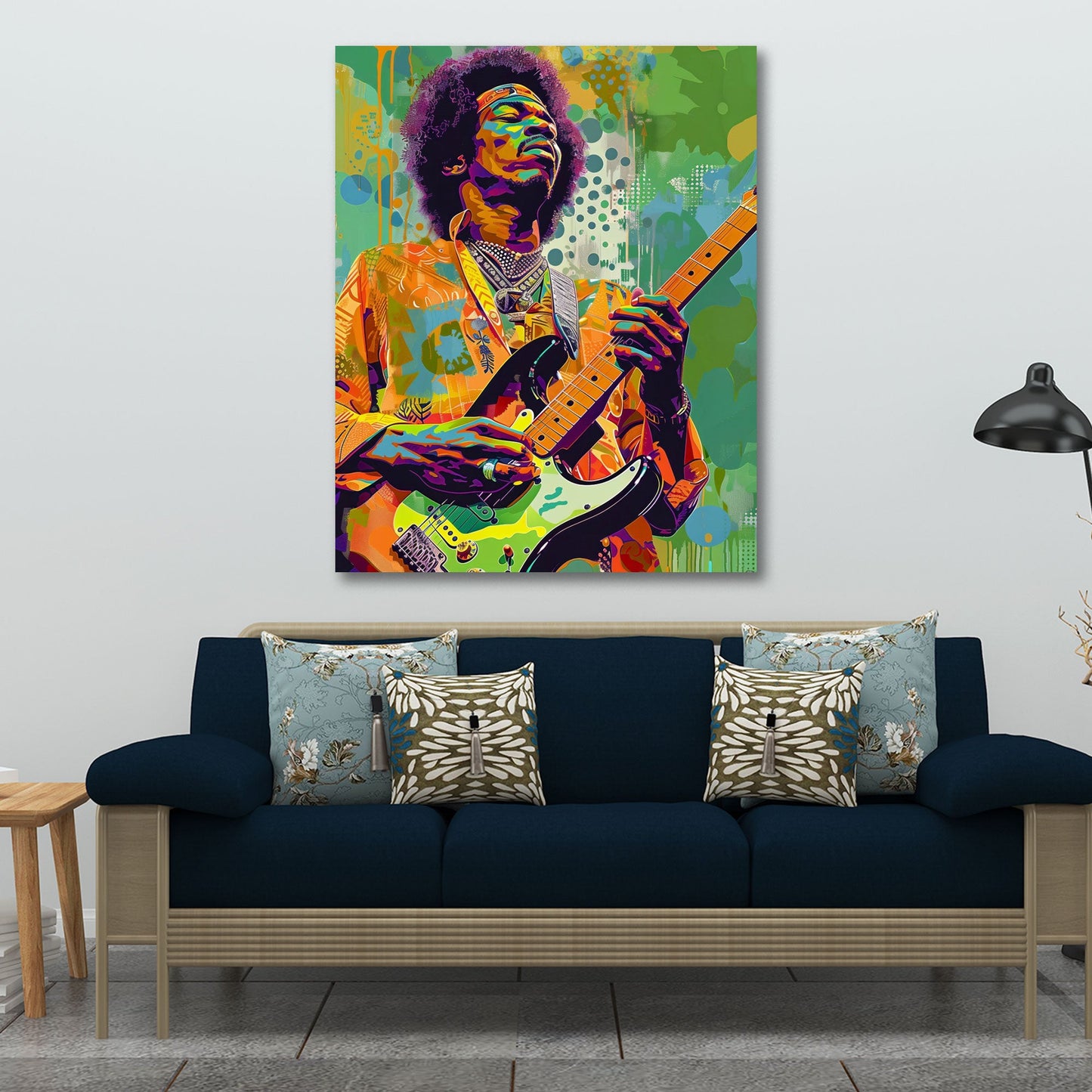 Hendrix im expressiven Graffiti-Stil Wandbild