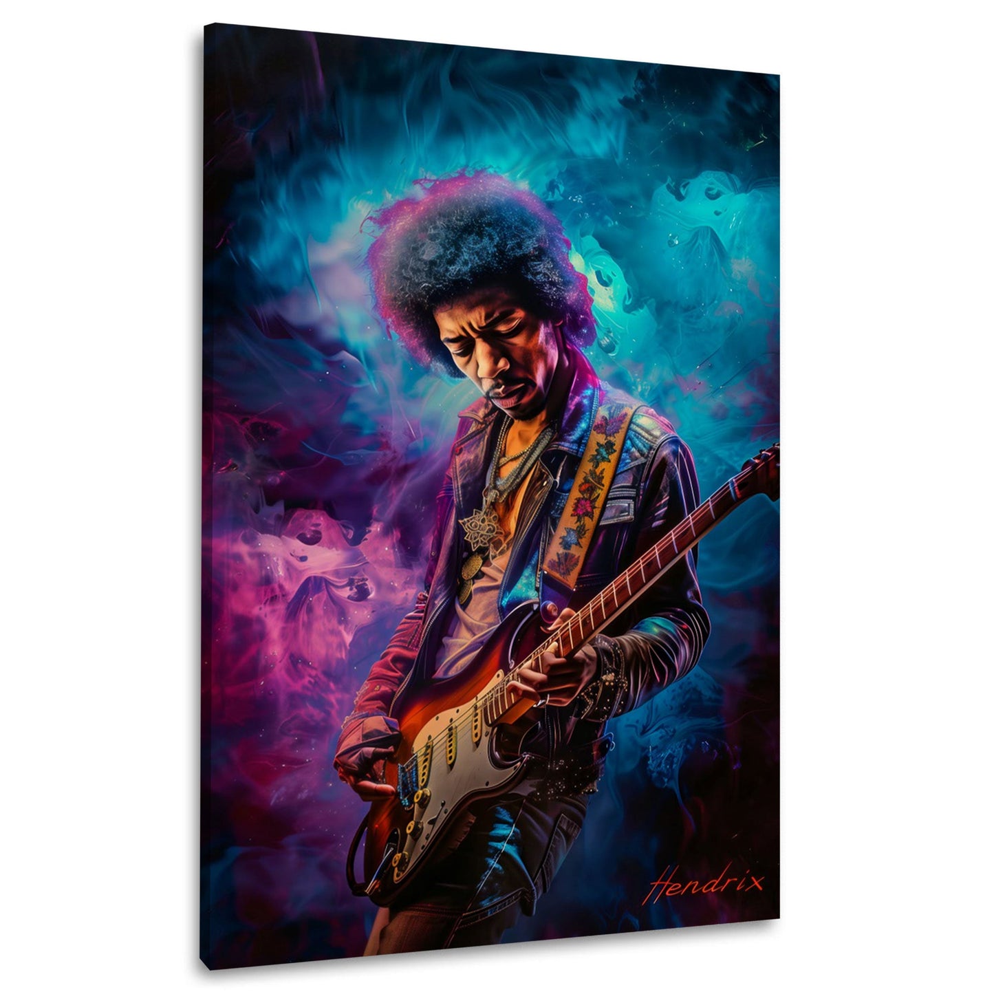Jimi Hendrix Rocklegende bunt in Aquarell Wandbild