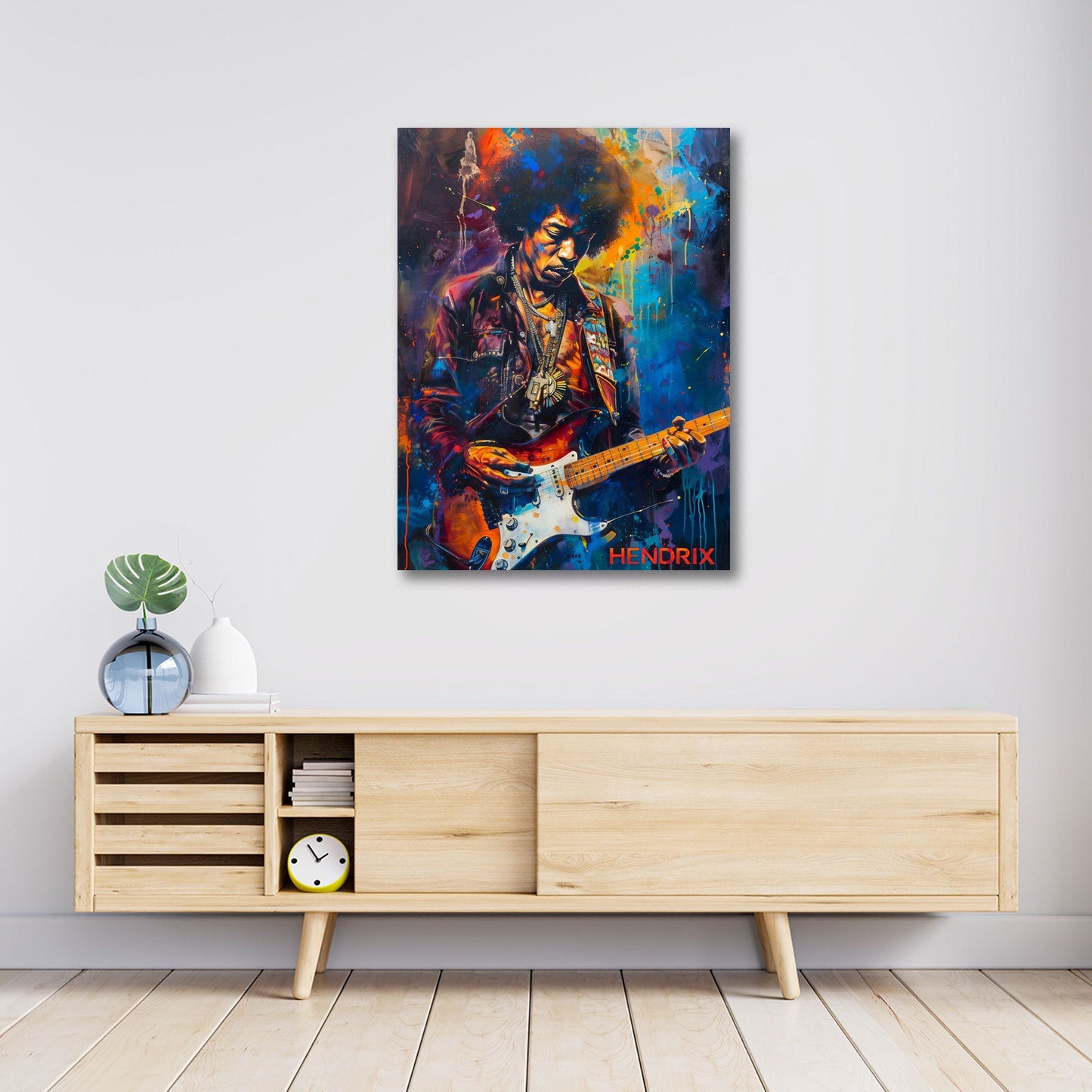 Jimi Hendrix farbenfroh und expressiv Wandbild