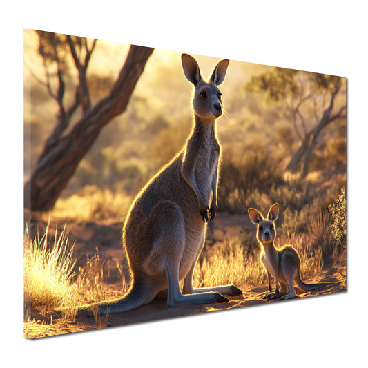 Känguru Australien Outback Natur Sonnenuntergang Wandbild