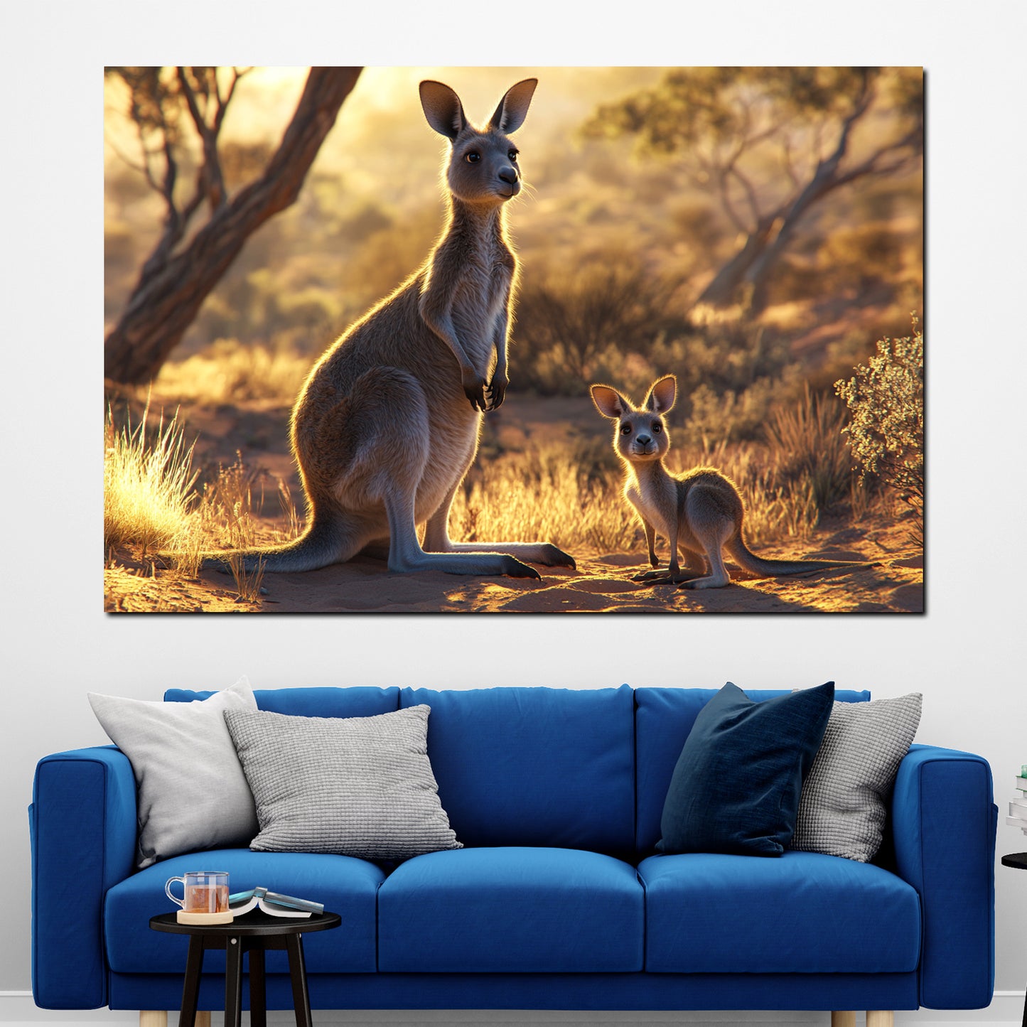 Känguru Australien Outback Natur Sonnenuntergang Wandbild