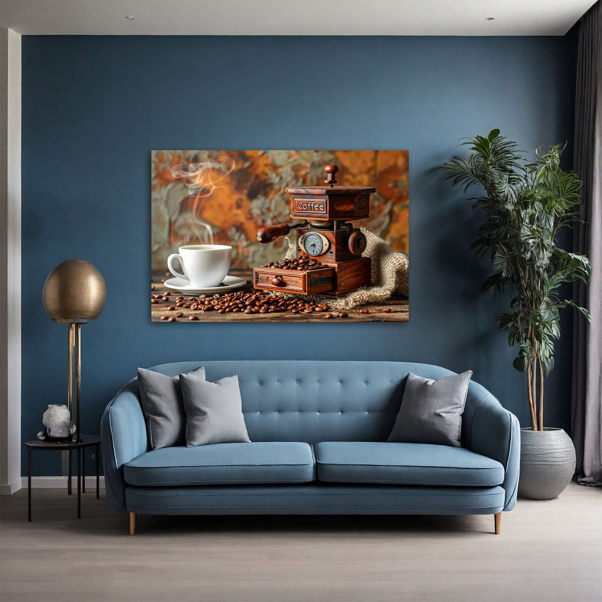 Stillleben Wandbild im Querformat an einer Wohnraumwand
