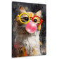Katze Brille Kaugummi Pop Art Tierporträt Wandbild