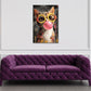 Katze mit Brille und Kaugummiblase Pop Art Wandbild