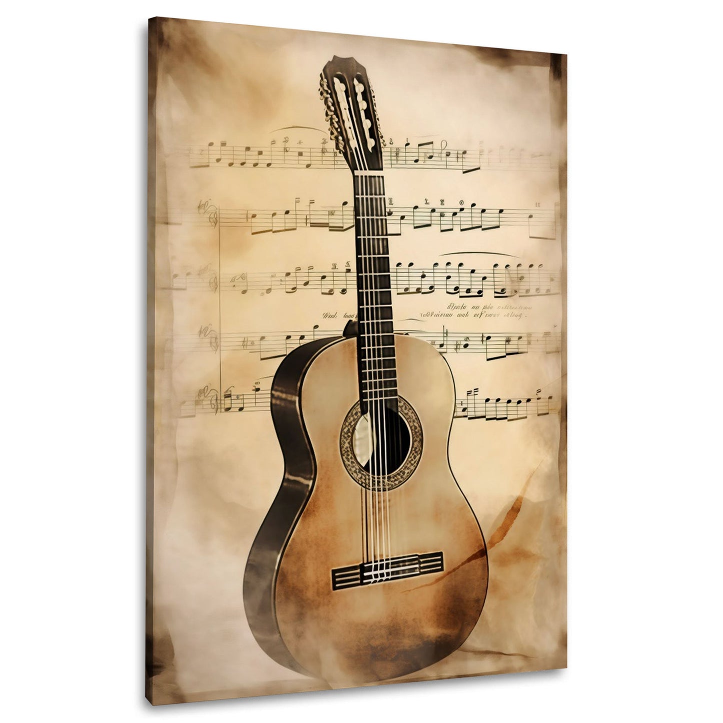 Klassische Gitarre mit Notenblatt Musik Wandbild