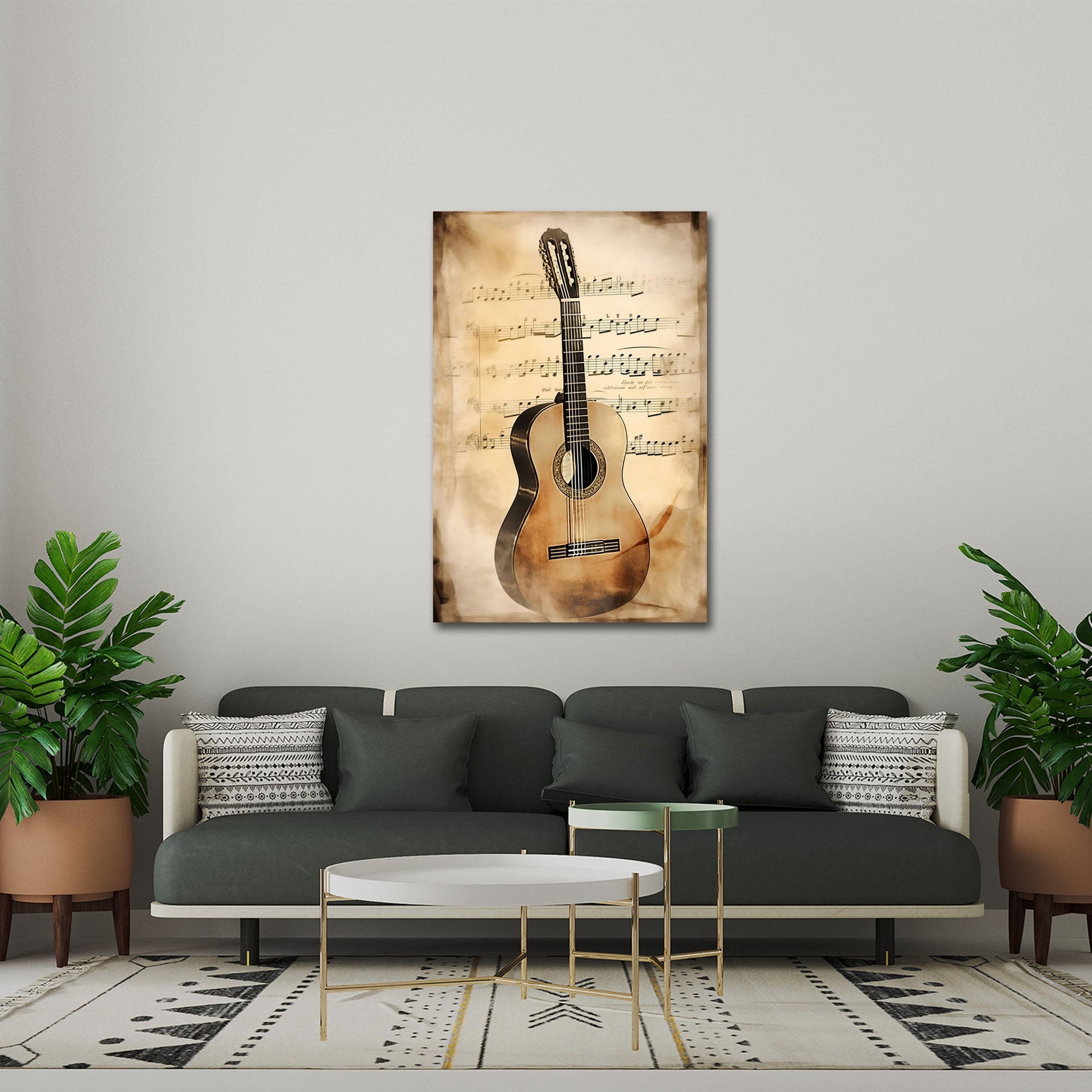 Klassische Gitarre mit Notenblatt Musik Wandbild