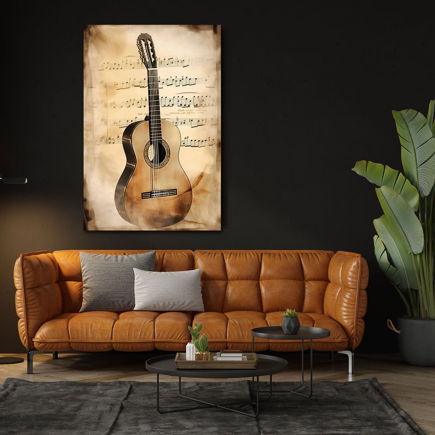 Klassische Gitarre mit Notenblatt Musik Wandbild