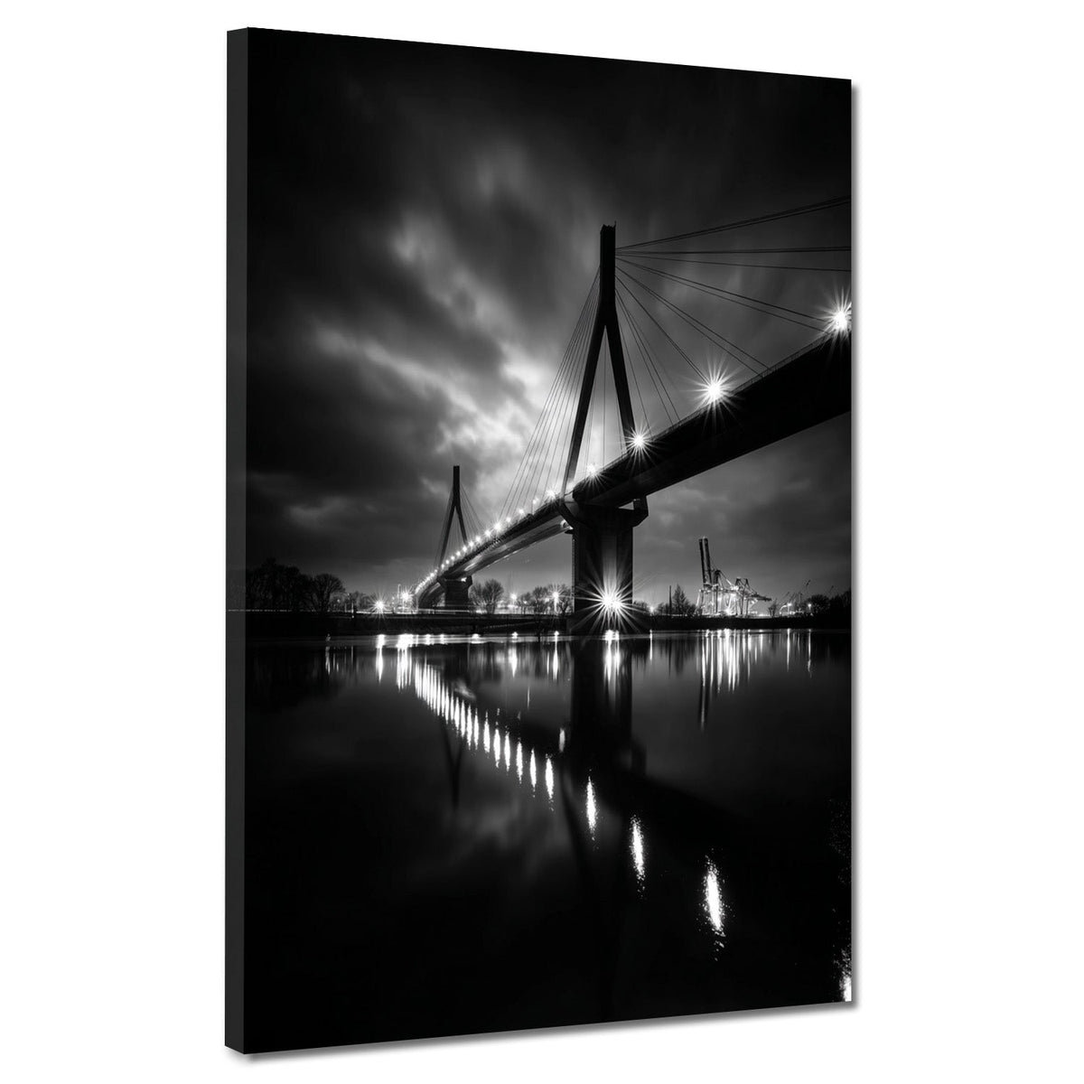 Köhlbrandbrücke Hamburg bei Nacht – Wandbild