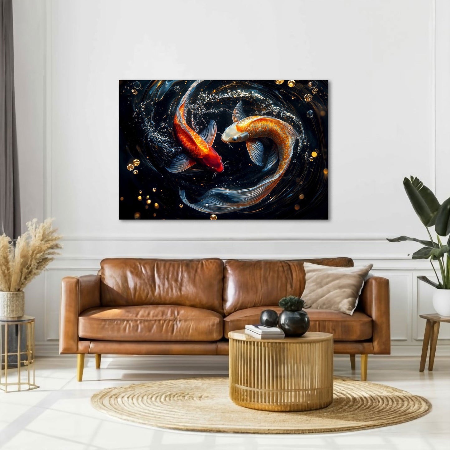 Koi Fisch abstrakt mit harmonischen Tönen Wandbild