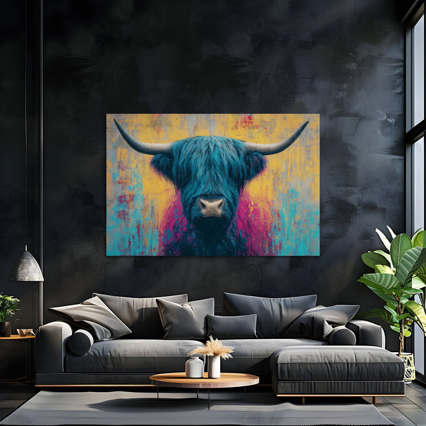 Kuh Frontalportrait farbenfroh und expressiv Wandbild