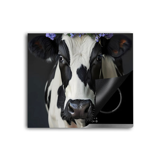 Kuh mit floraler Krone Herdabdeckplatte Induktionsschutz für Ceranfeld & Küche Deko