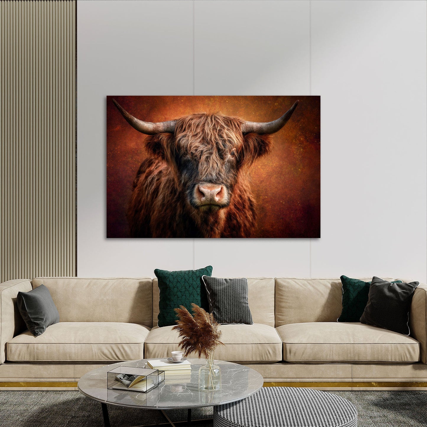 Kuh Portrait als Pastell-Gemälde in Ölmalerei Wandbild