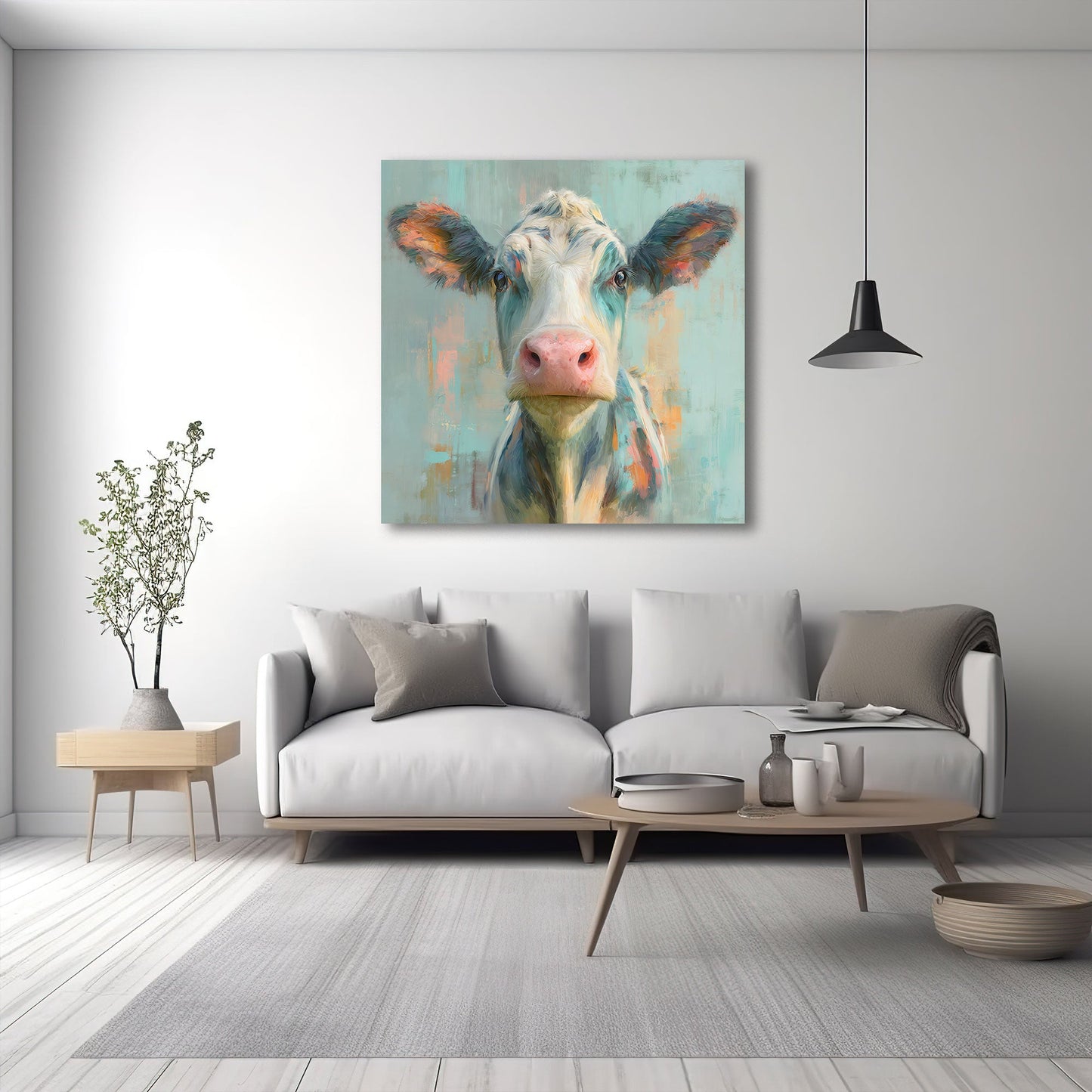 Kuh Portrait als Ölgemälde in kräftigen Tönen Wandbild
