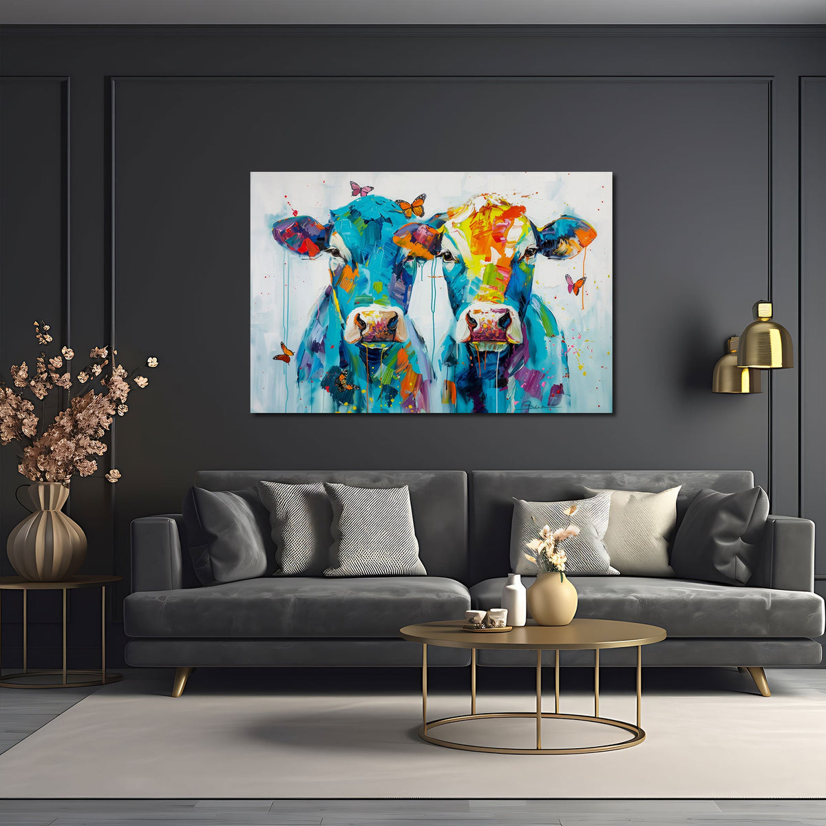 Tier Wandbild im Querformat an einer Wohnraumwand